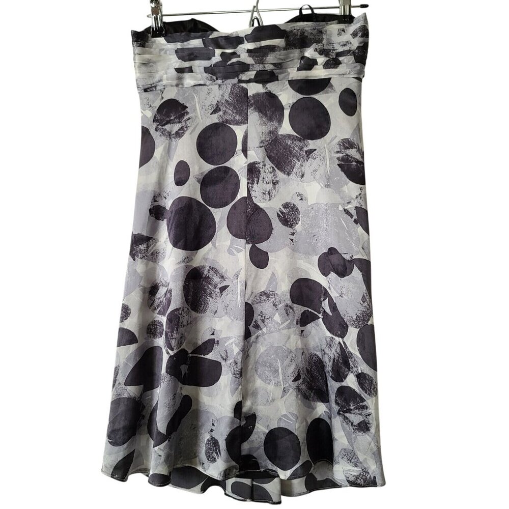 LAUNDRY by Shelli Segal Abstract Print Strapless Silk Mini Dress Sz 2 Black Gray - Picture 5 of 10